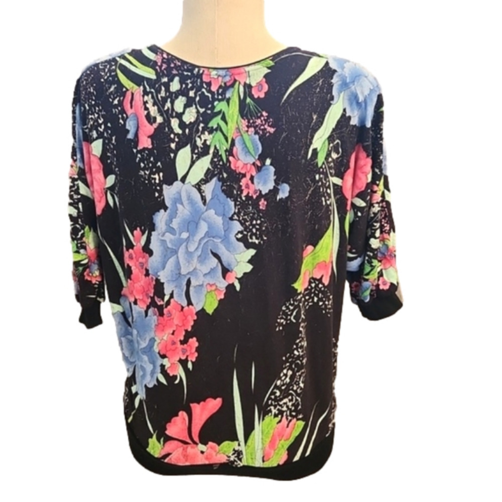 Womens Vintage Western Connection black floral quarter sleeve top size Medium. - Picture 7 of 14